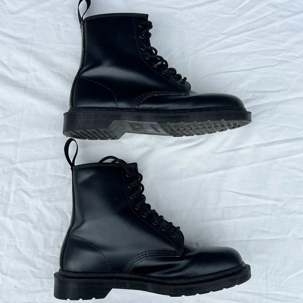 Dr. Martens 1460 Mono Smooth Leather Lace Up Boots Black Men's US 9 EU 42 Moto - Picture 5 of 13